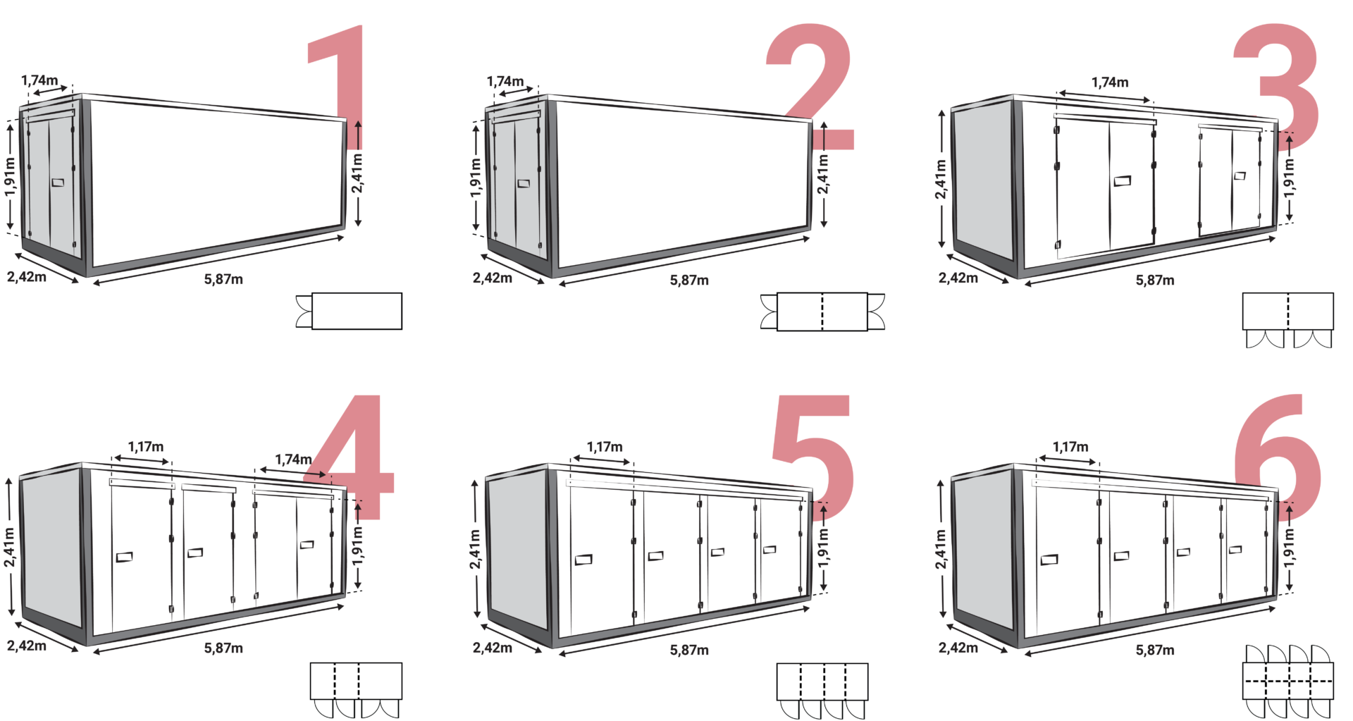 Z Cajas numeradas rojas