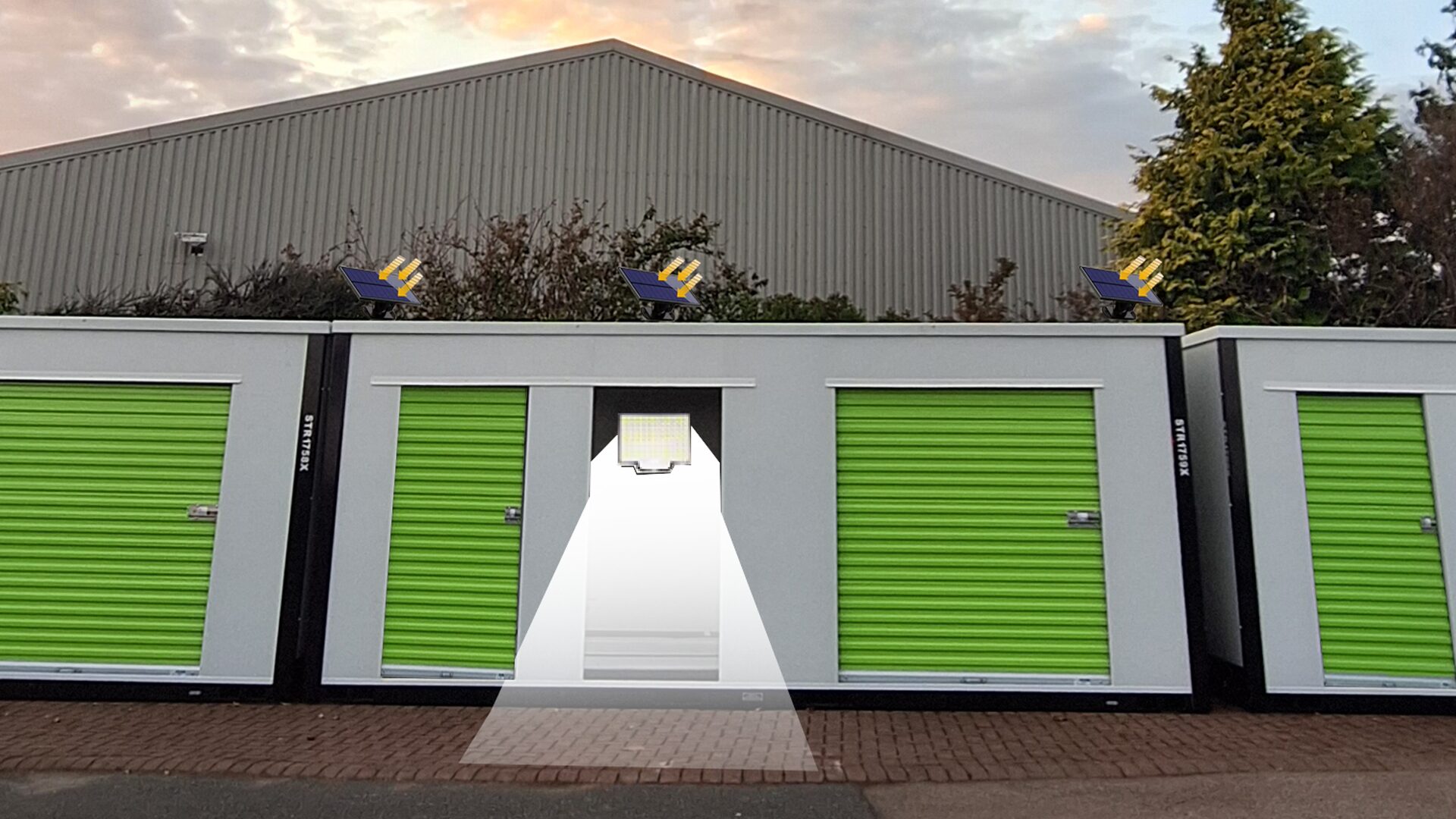 Diagrama de luces solares en contenedores